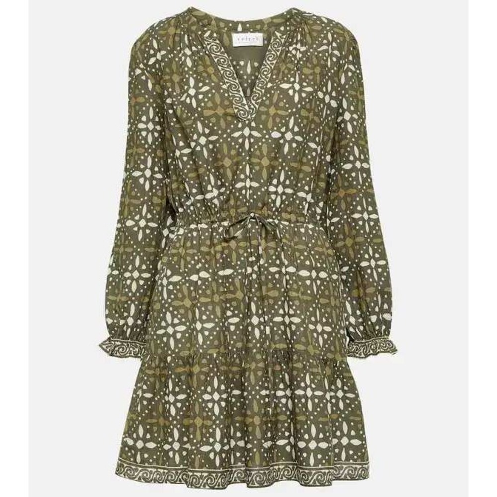 Velvet by Graham & Spencer Katrarina Printed Olive Green Geometric Mini Dress